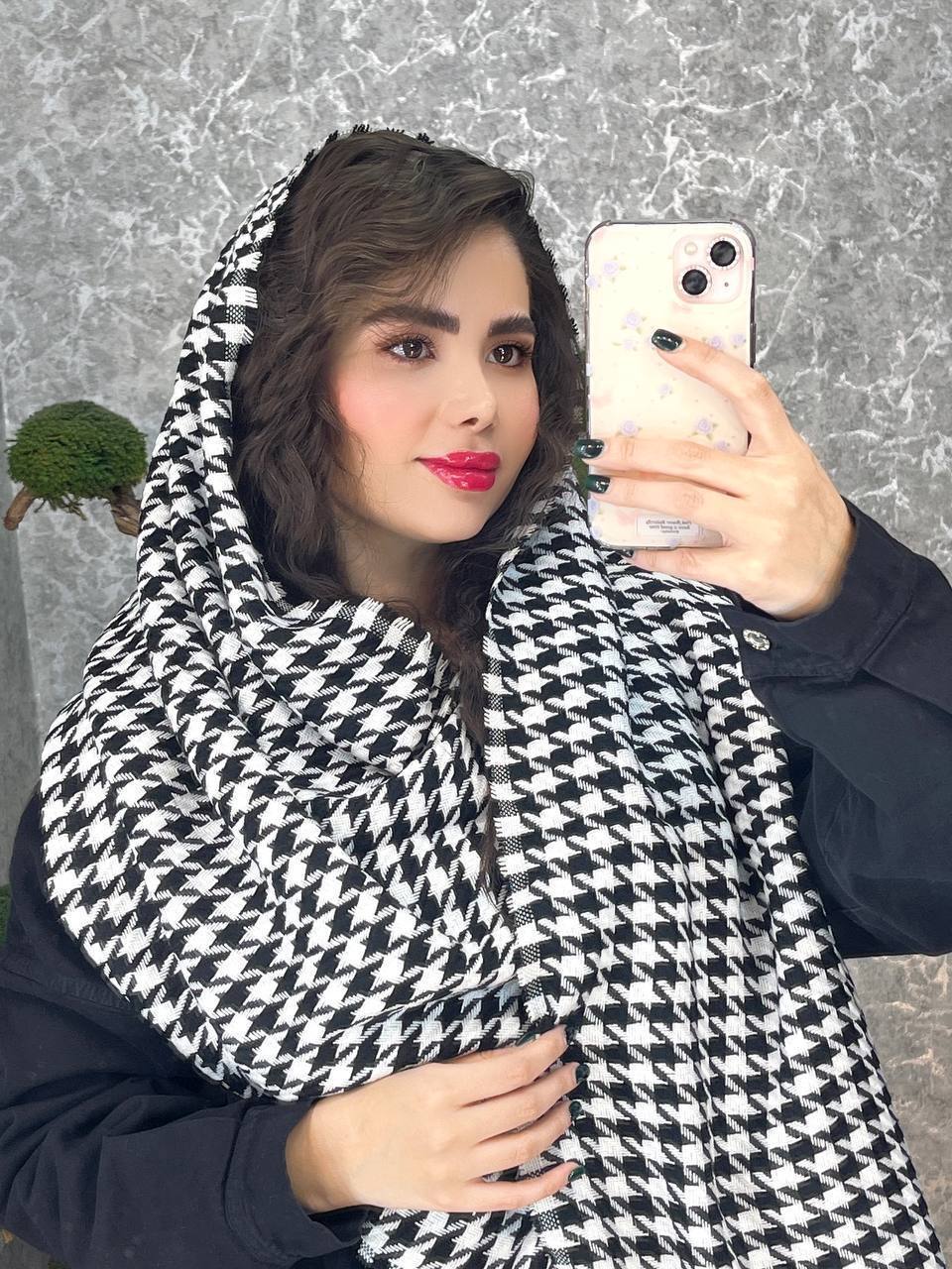شال بافت چهار خونه پاییزه