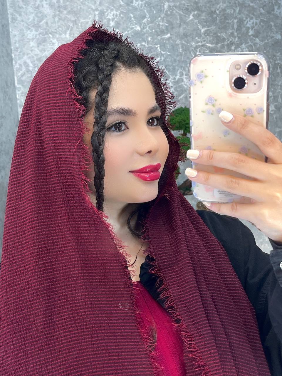 شال زنانه چهار فصل خطی راه راه دور ریش
